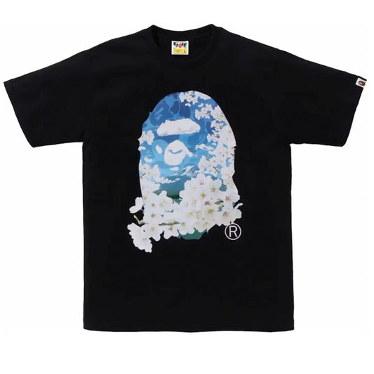 BAPE Sakura Photo Ape Head Tee (SS24) Black [USED] - 2XL (Used)
