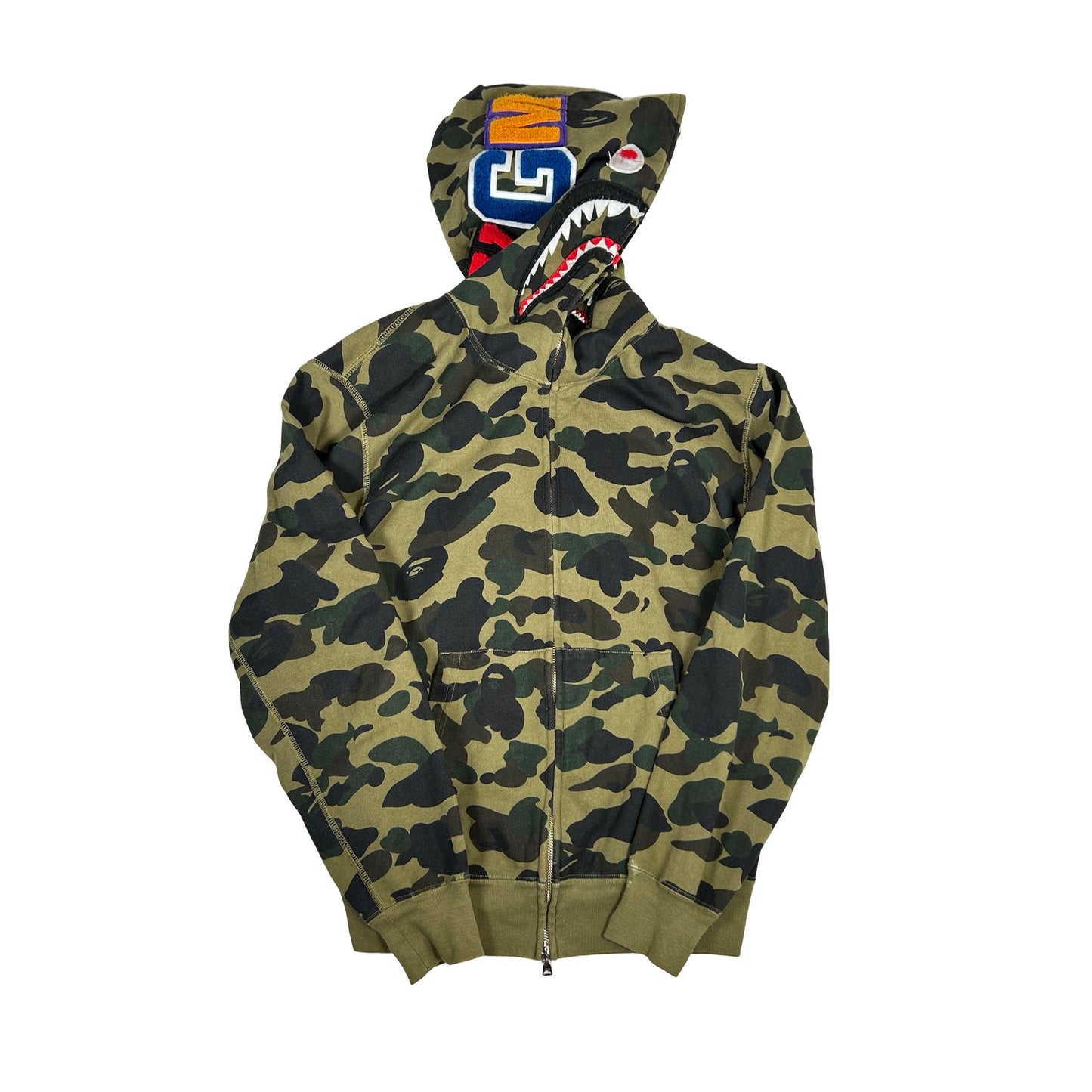 BAPE A Bathing Ape 1st Camo Shark Full Zip Hoodie Green [USED] - M (Used2)