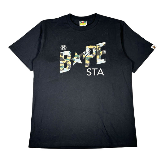 A Bathing Ape ABC Camo BAPE STA Logo Tee Black [USED] - L (Used)