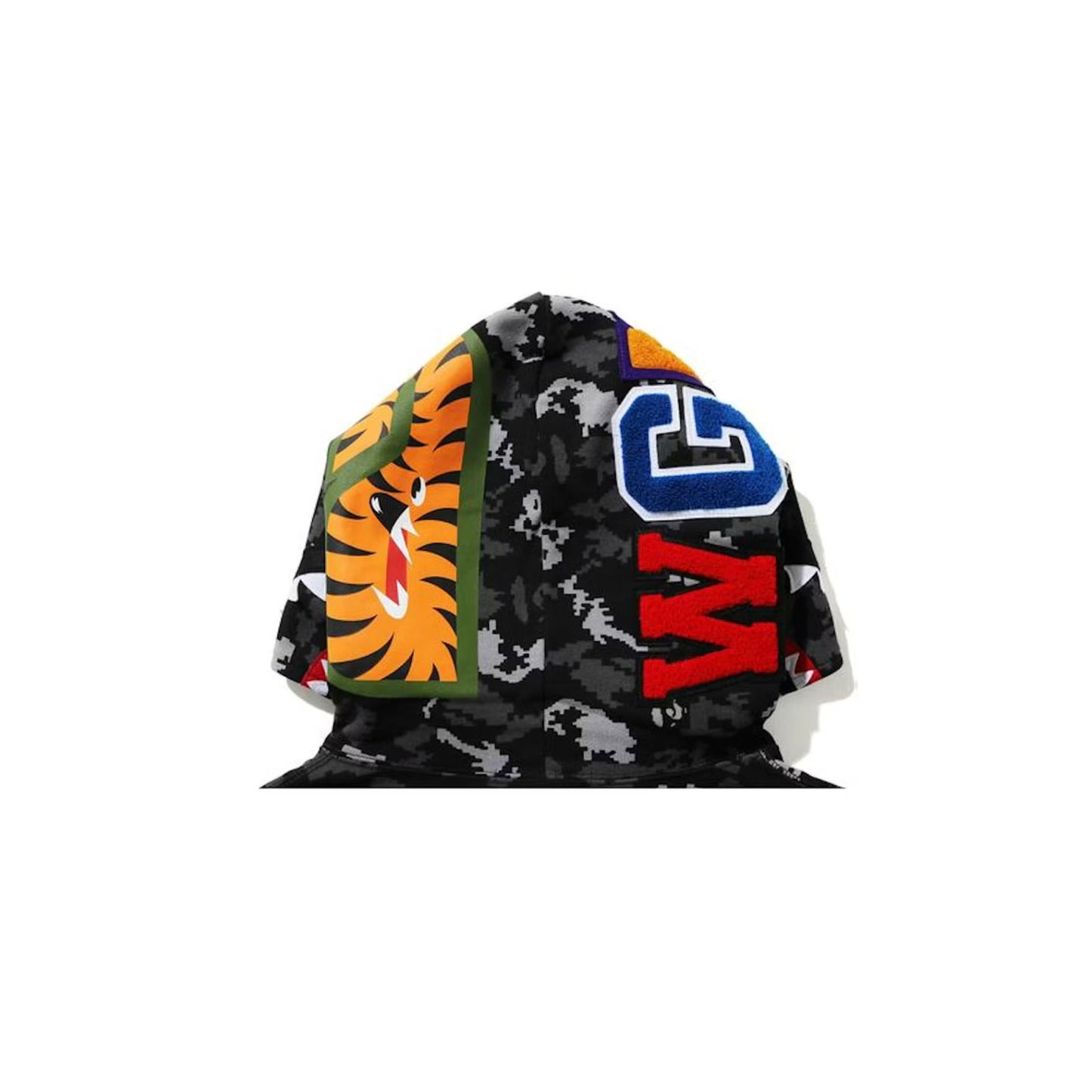 BAPE Digital Camo Shark Wide Pullover Hoodie Black