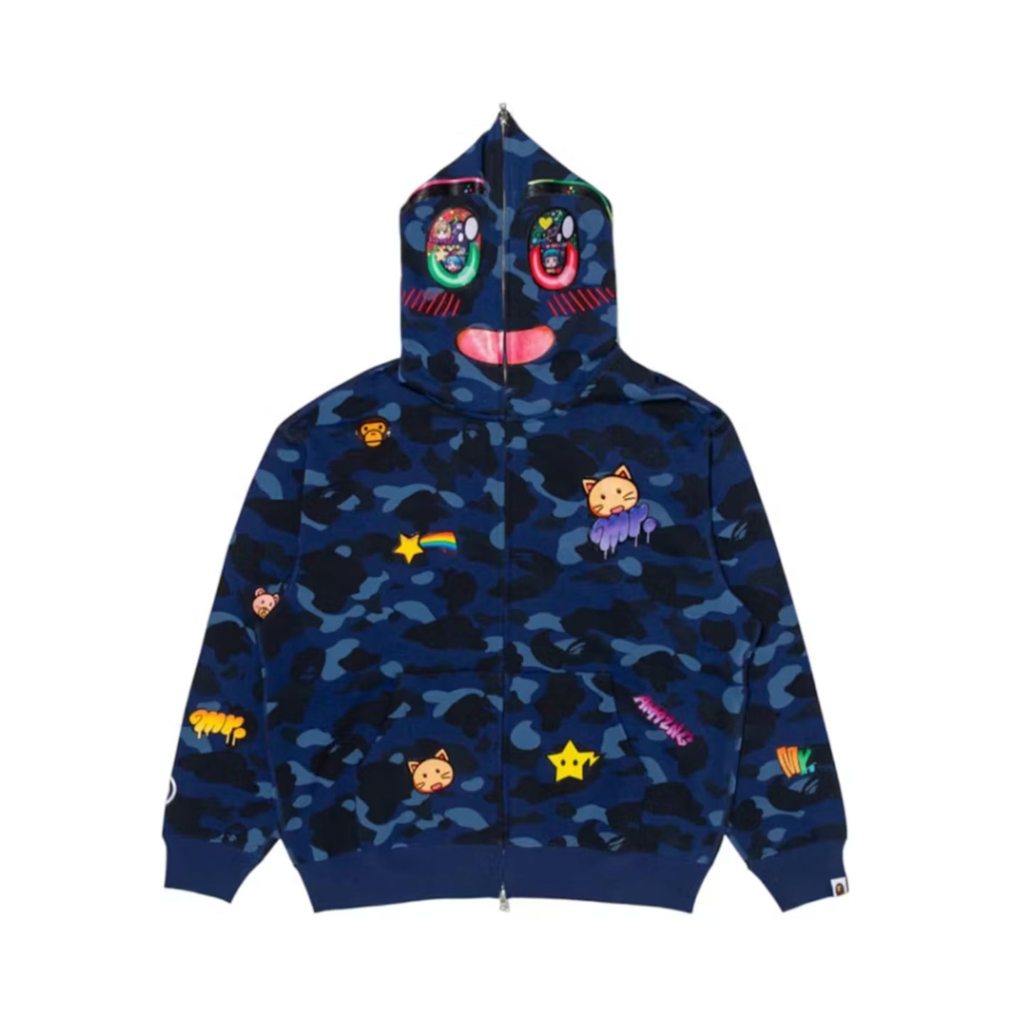 BAPE x Mr Shark Full Zip Hoodie Blue/Multi [USED] - M (Used)