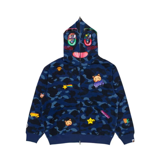 BAPE x Mr Shark Full Zip Hoodie Blue/Multi [USED] - M (Used)