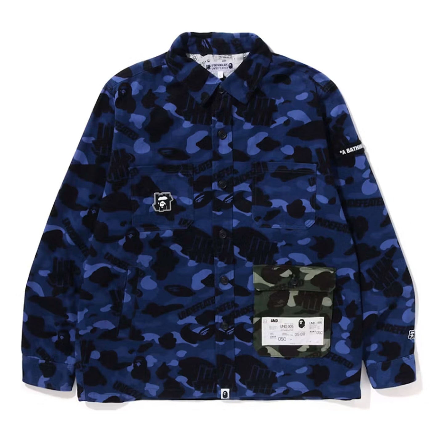 BAPE x Undefeated Color Camo Flannel Jacket Navy