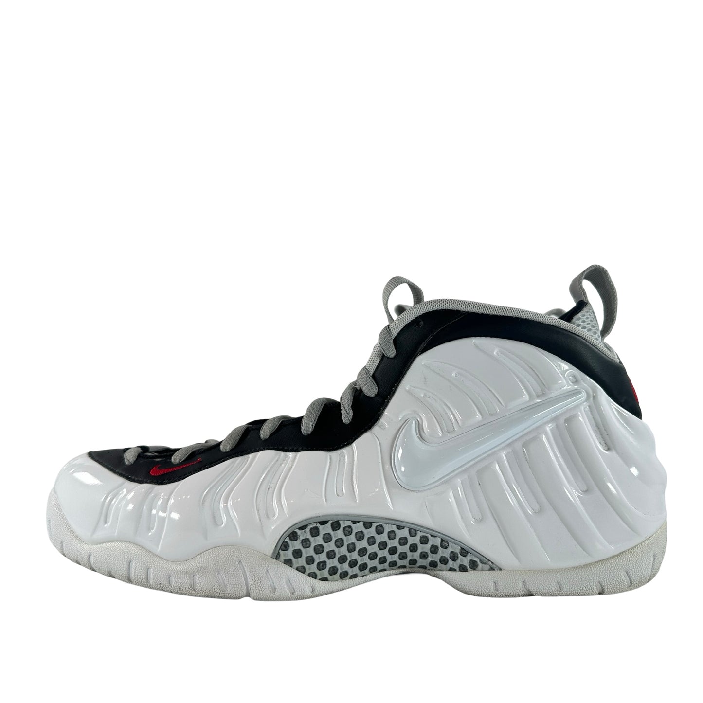 624041 103 Nike Air Foamposite Pro White Black University Red [USED] - 13 M (Used)