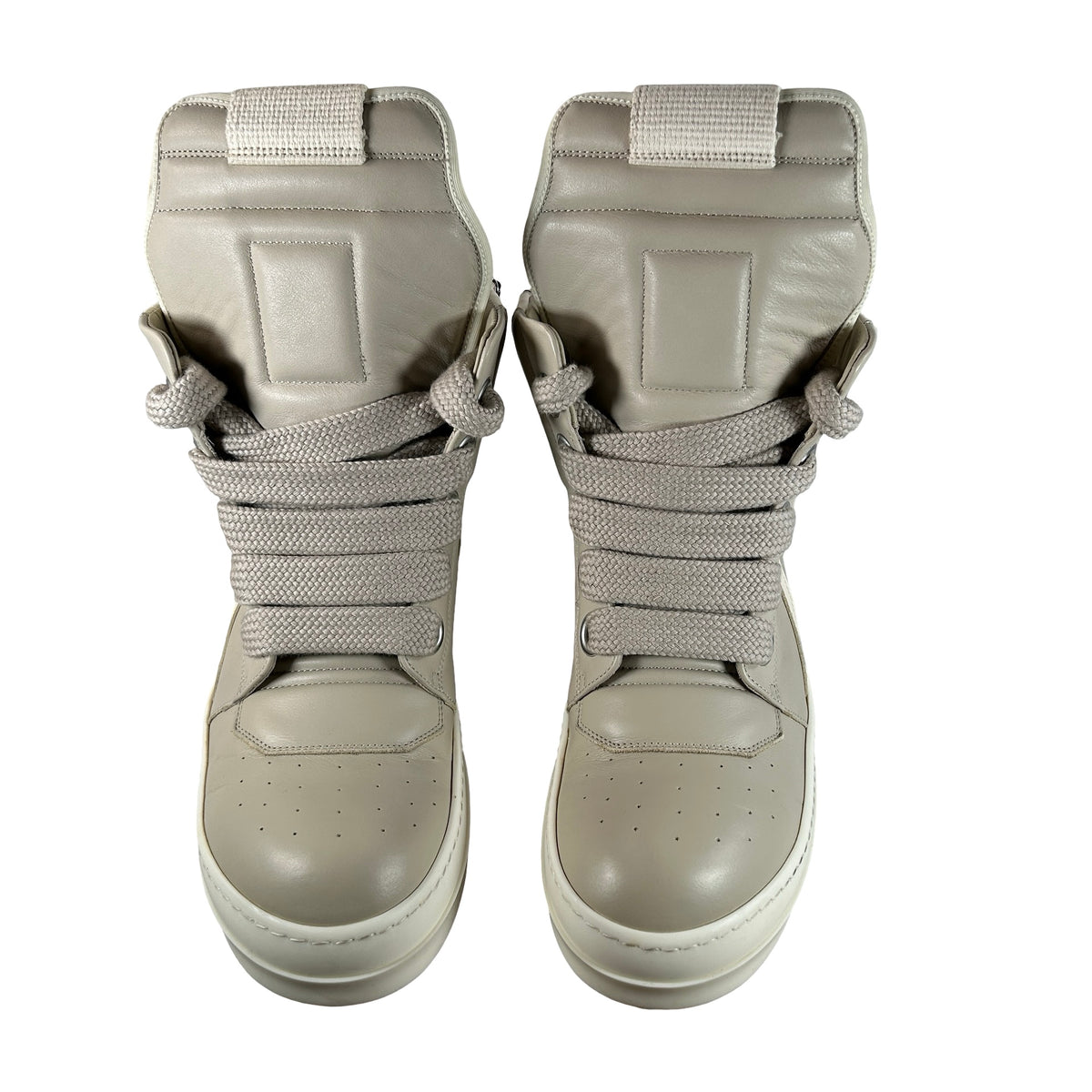 Rick Owens Temple Jumbolace Geobasket Sneakers Pearl Milk [USED] - EU 42 (Used)