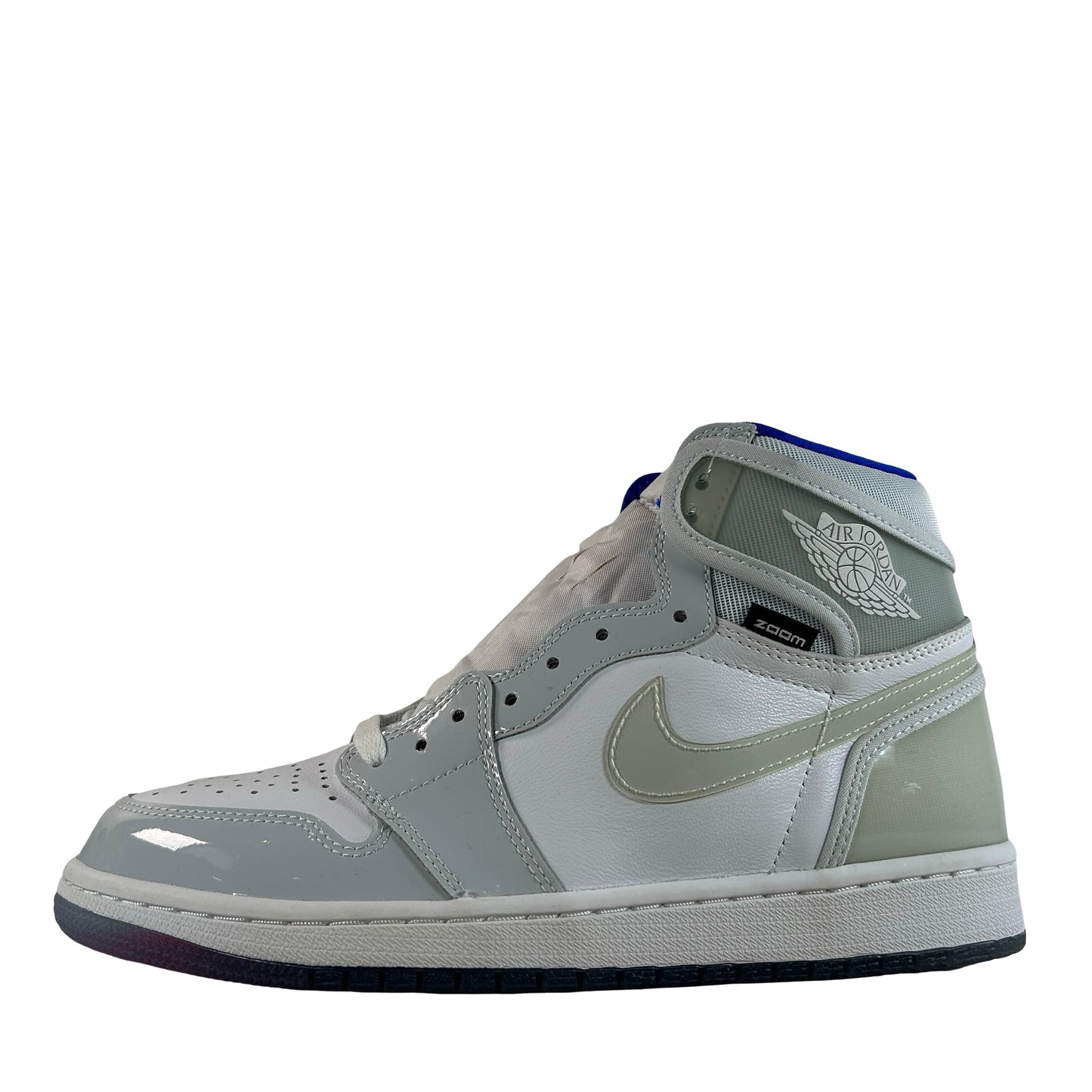 CK6637 104 Jordan 1 Retro High Zoom White Racer Blue - 9 M (Yellowing) (No Box)
