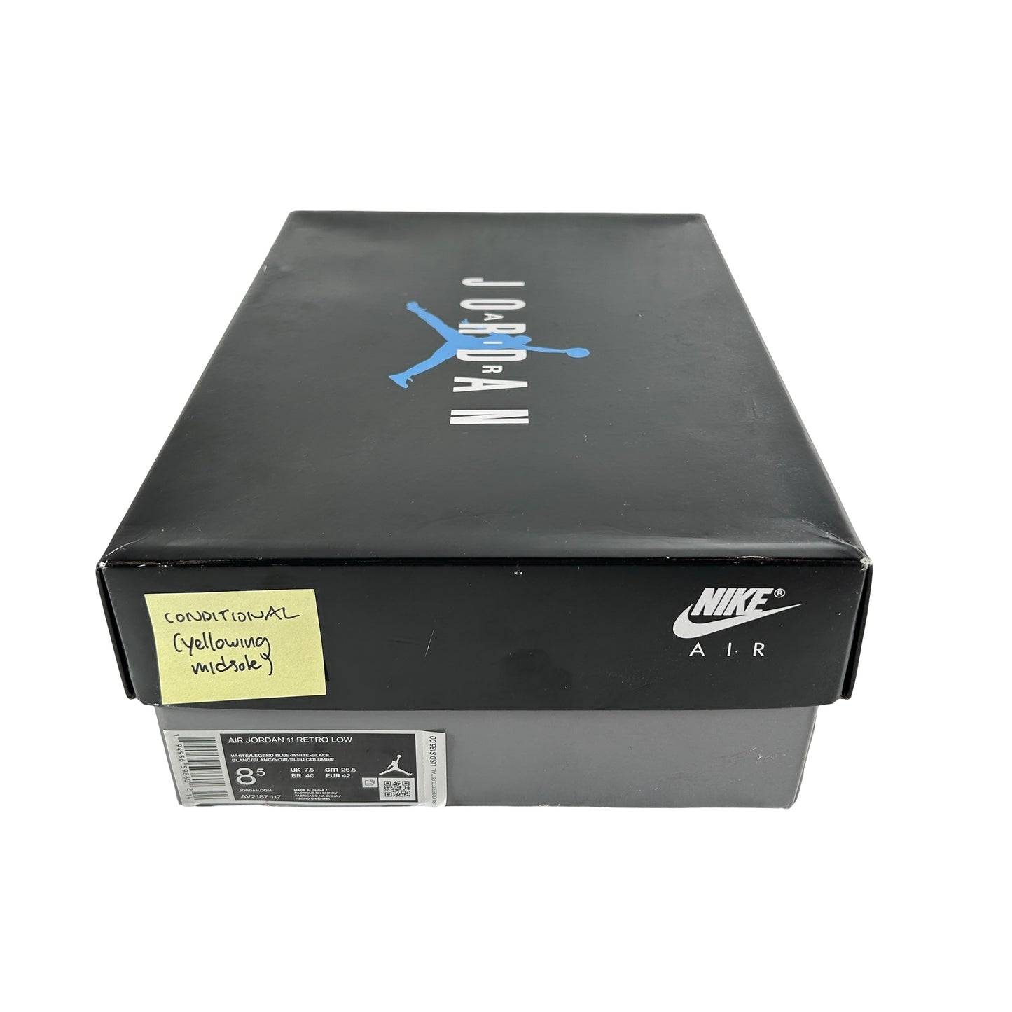 AV2187 117 Jordan 11 Low Legend Blue [CONDITIONAL] - 8.5 M (Yellowing)