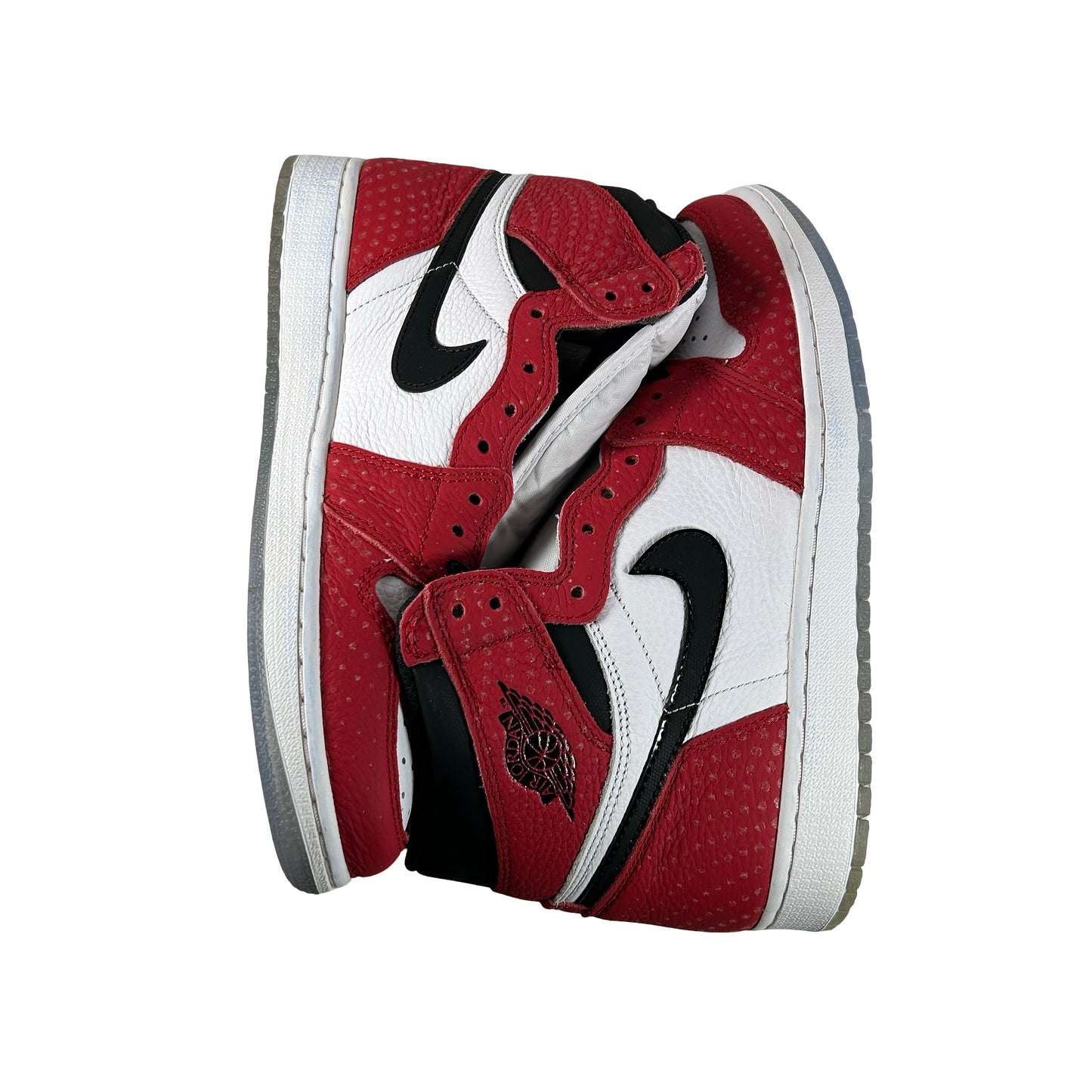 555088 602 Jordan 1 Retro High Spider-Man Origin Story - 8.5 M (Yellowing) (Blue Dye on Midsole)
