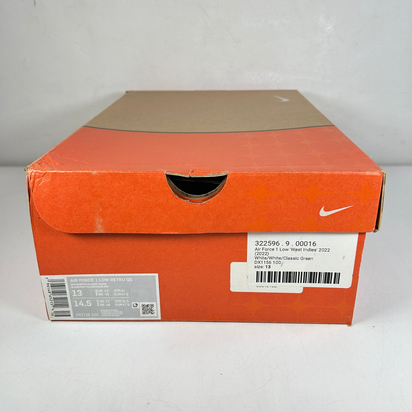 DX1156 100 Nike Air Force 1 Low Retro QS West Indies (2022) [USED] - 13 M (Used) (Copy)