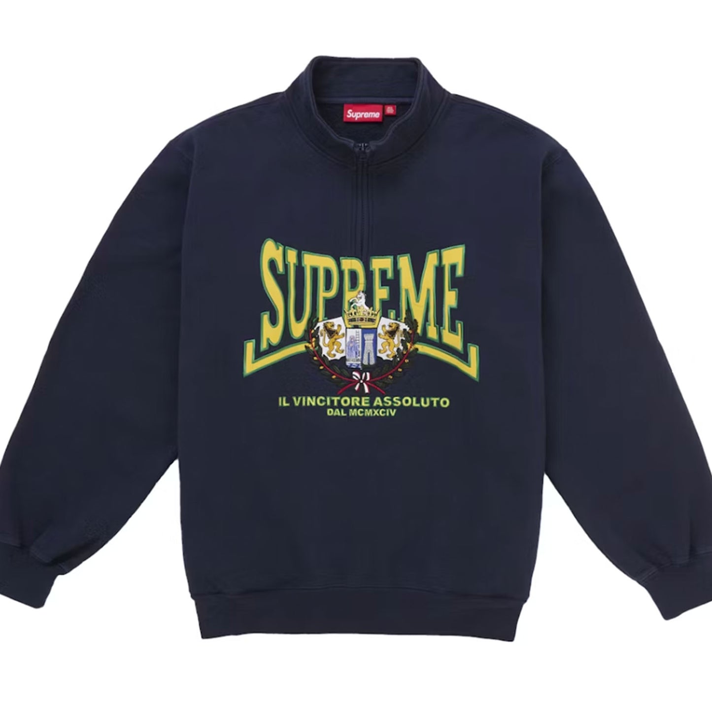 Supreme Crest Applique Half Zip Pullover Navy