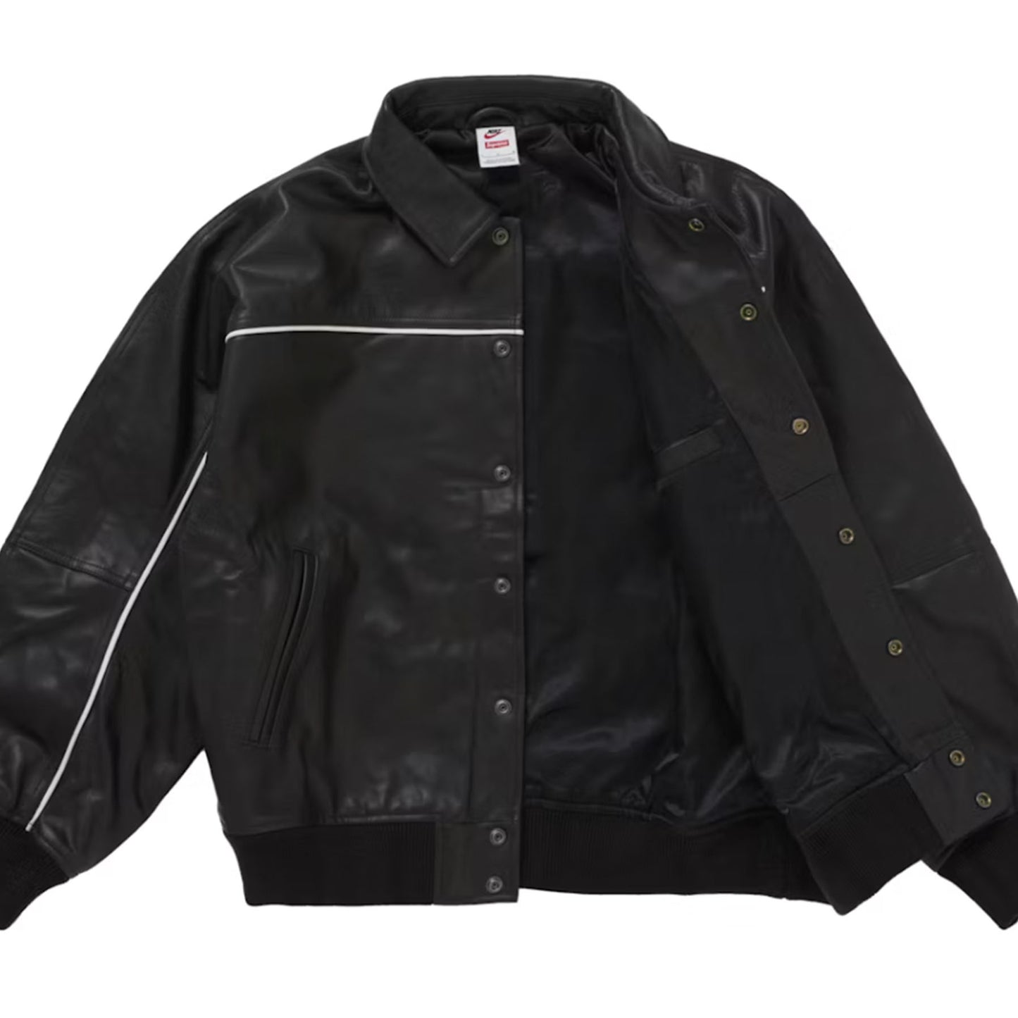 Supreme Nike Leather Varsity Jacket Black [USED] - S (Used)