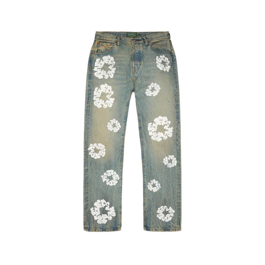 Baggy Cotton Wreath Denim Pant Dirty Wash