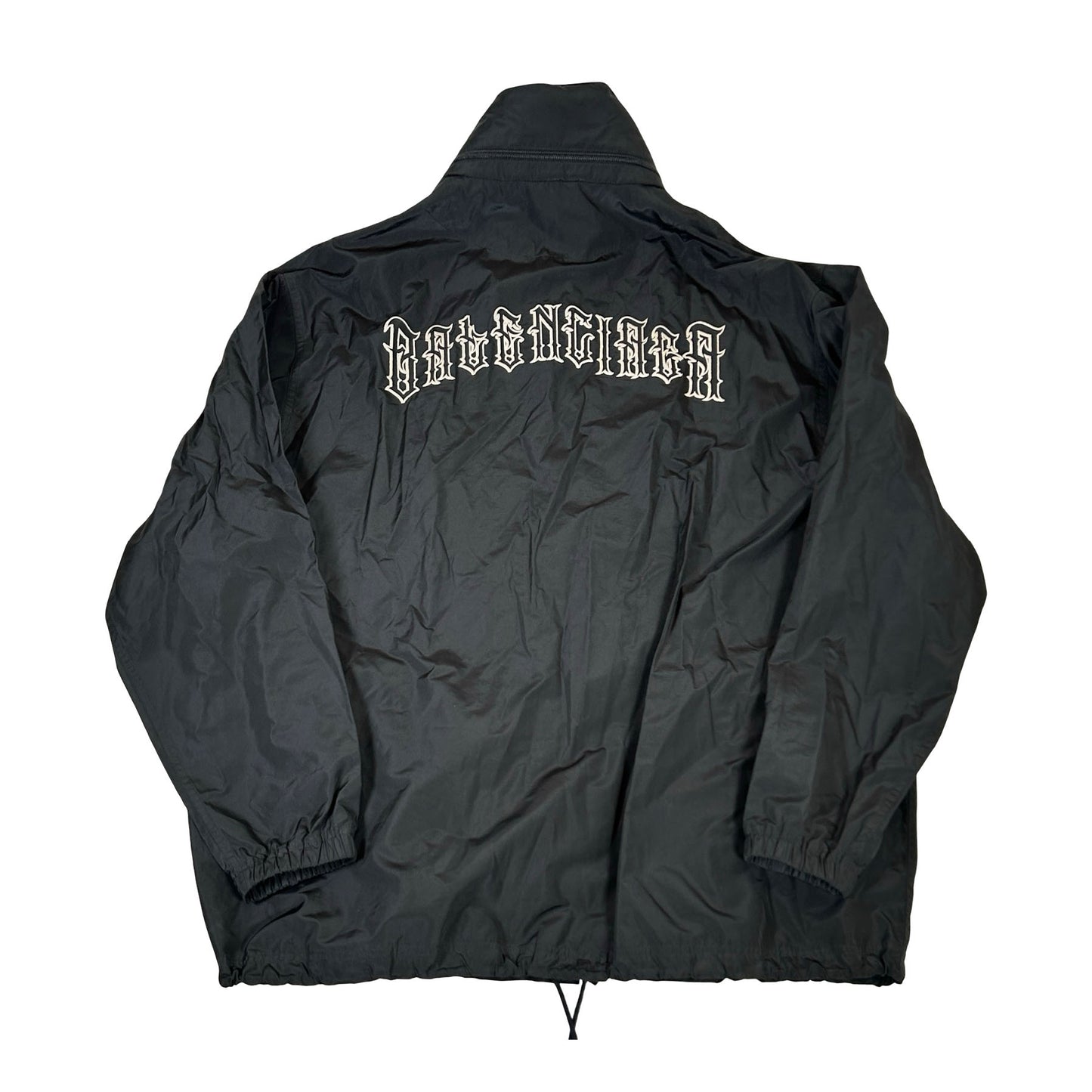 2018 Balenciaga Tattoo Back Black Oversized Coach Jacket [USED] - 46 (Used)