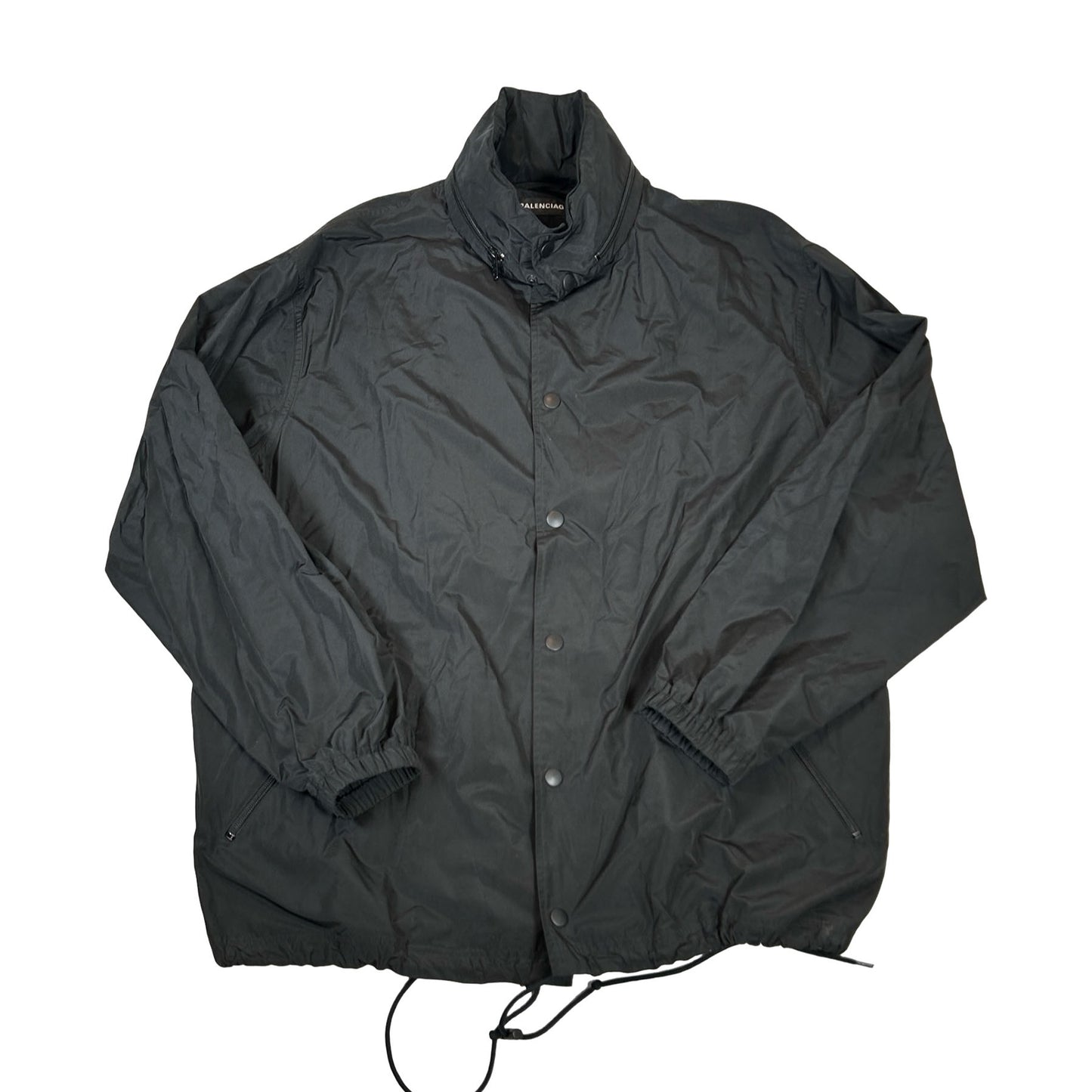 2018 Balenciaga Tattoo Back Black Oversized Coach Jacket [USED] - 46 (Used)