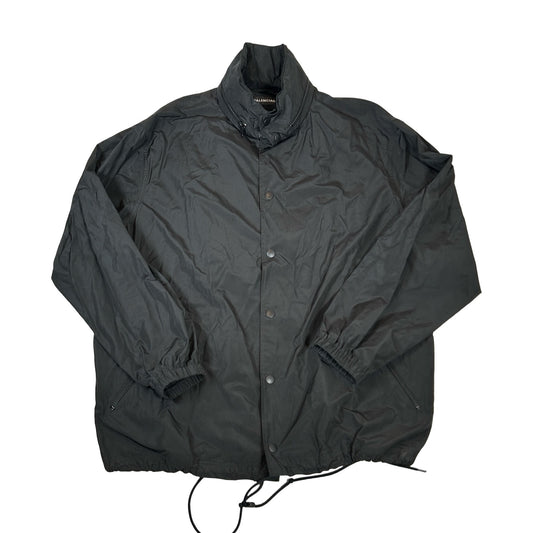 2018 Balenciaga Tattoo Back Black Oversized Coach Jacket [USED] - 46 (Used)