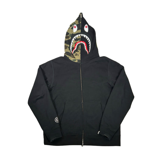 A Bathing Ape 1st Camo Swarovski Shark Full Zip Hoodie Black [USED] - XL (Used)