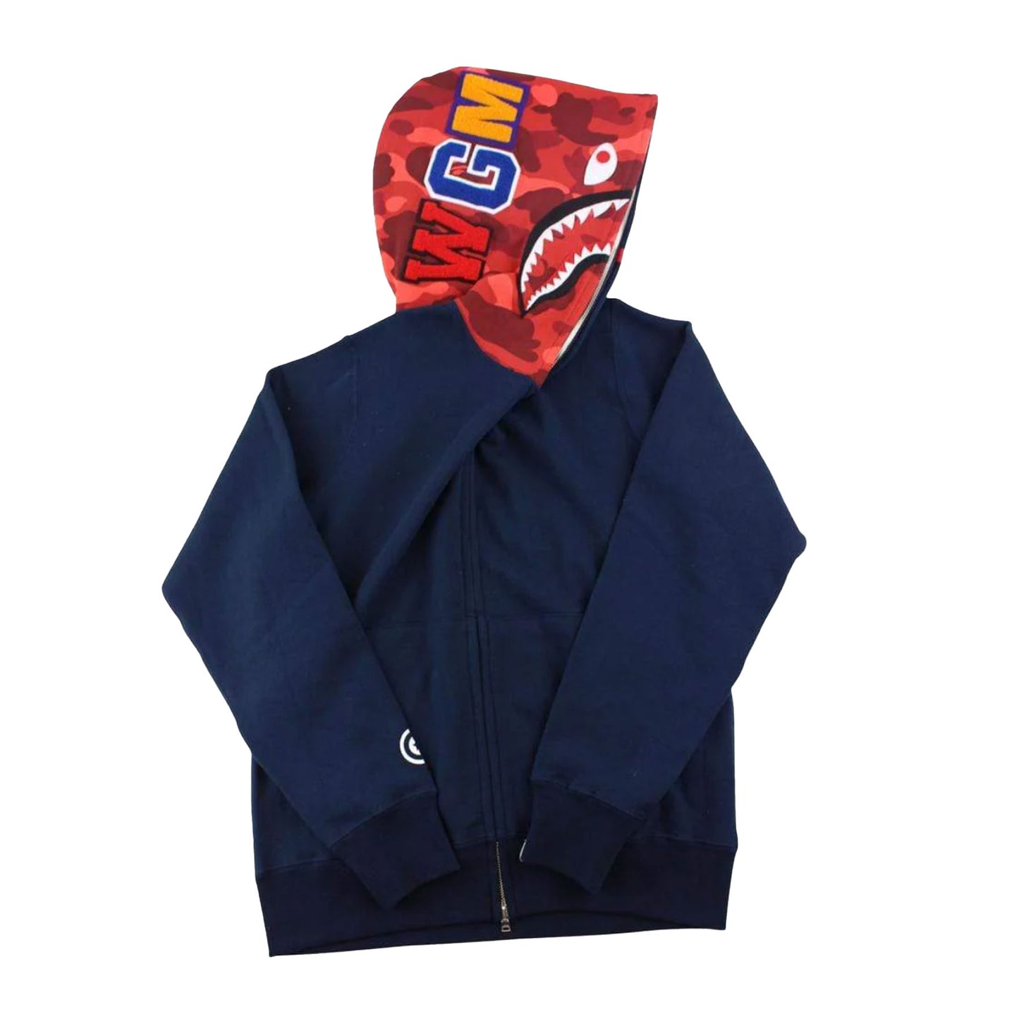 Bape Red Camo Half Face Shark Hoodie Navy [USED] - XL (Used)