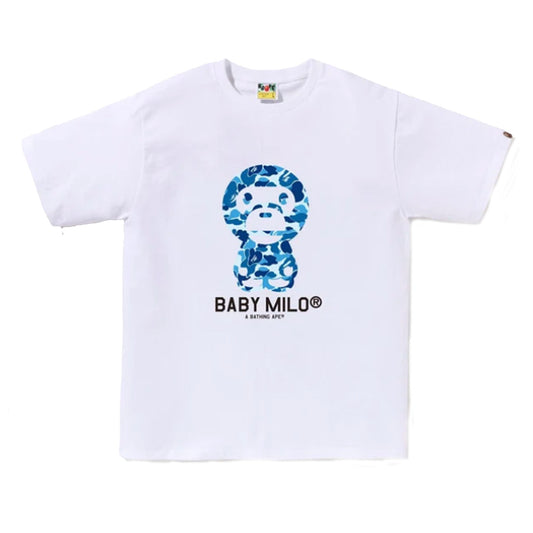 Bape White Tee Blue Camo Baby Milo