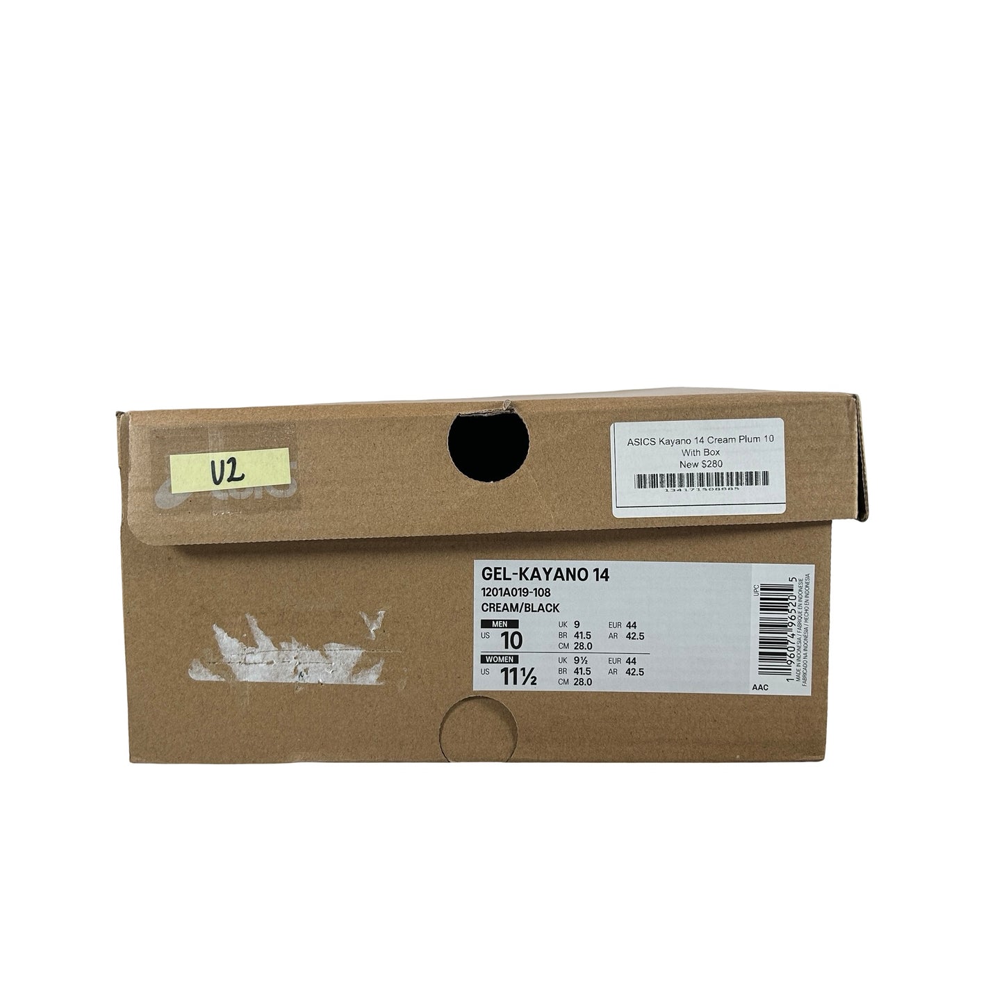1201A019 108 ASICS Gel-Kayano 14 Cream Black Metallic Plum [USED] - 10 M (Used2)
