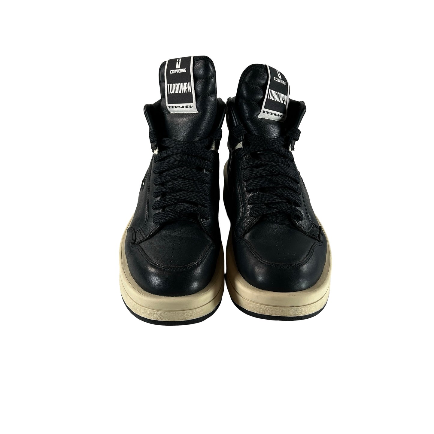 AO3945C Converse TURBOWPN Mid Rick Owens DRKSHDW Black Cloud Cream [USED] - 9.5 M (Used) (No Box)