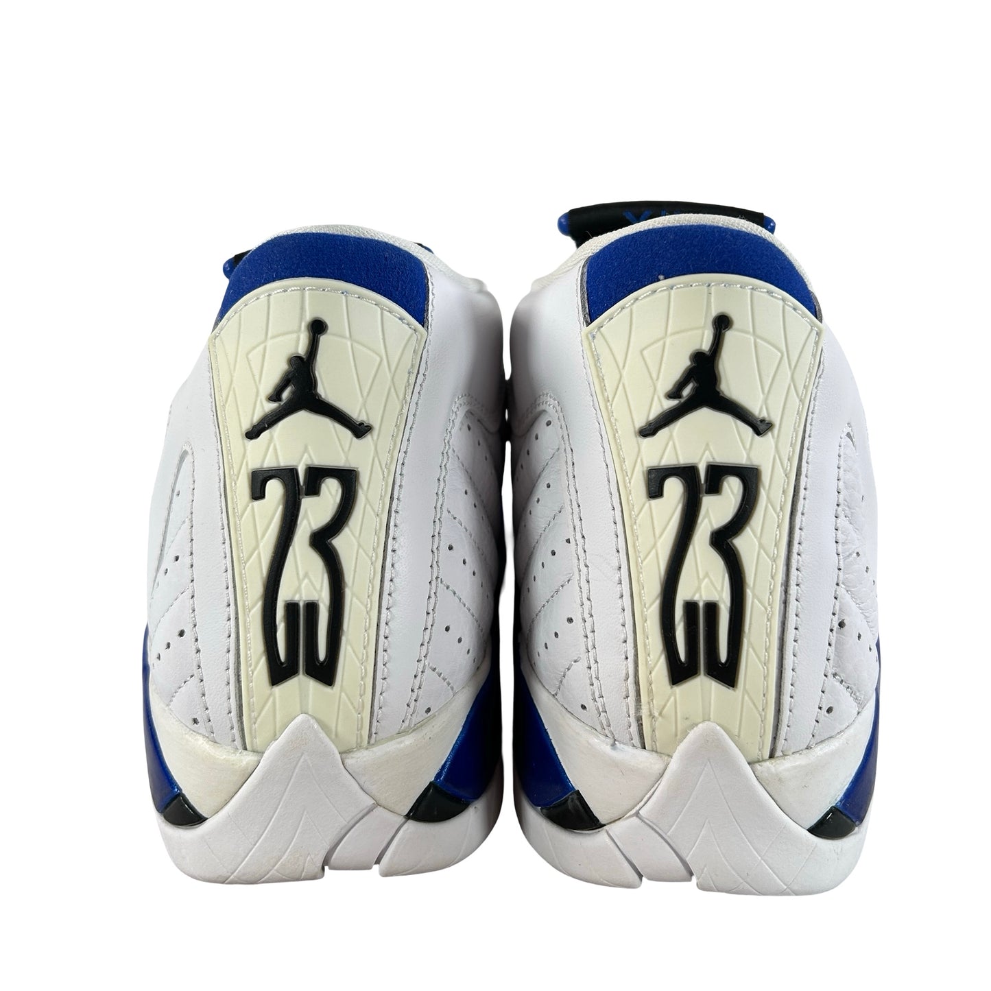 487524 104 Jordan 14 Retro White Hyper Royal (GS) [CONDITIONAL] - 6 Y (Yellowing on heel tab)