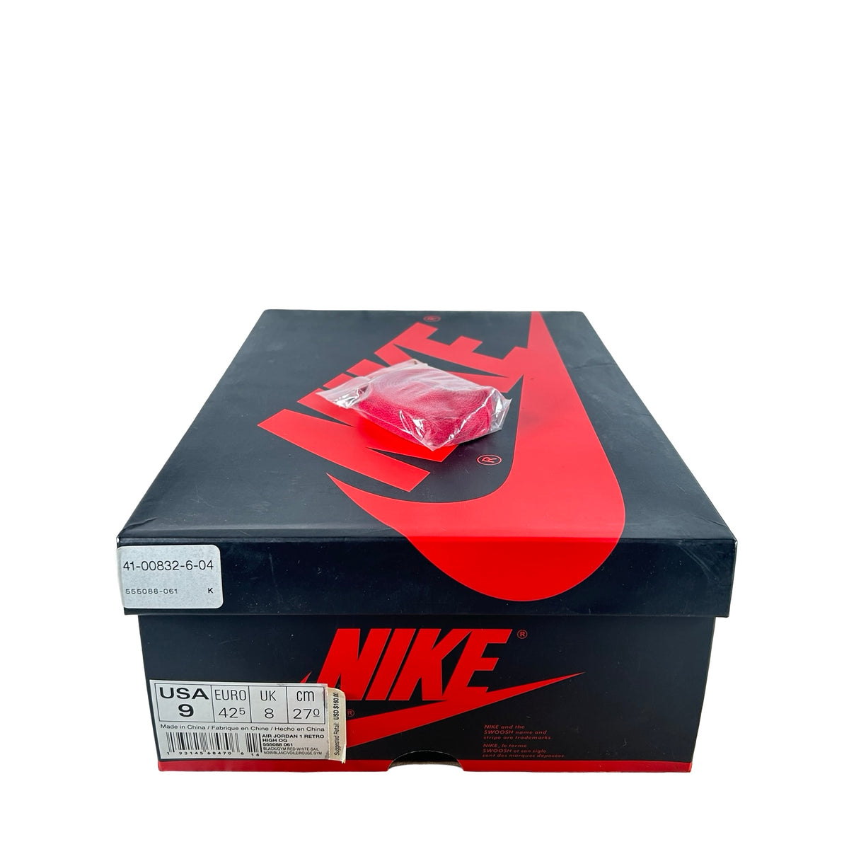 555088 061 Jordan 1 Retro High Black Gym Red [USED] - 9 M (Used)