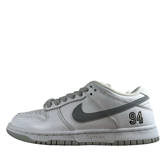 HQ8487 100 Nike SB Dunk Low Supreme 94 White Metallic Silver [USED] - 6.5 M (Used)
