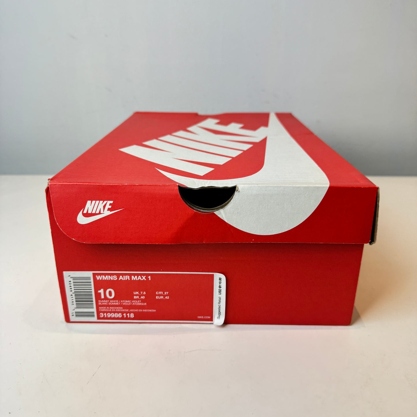 319986 118 Nike Air Max 1 Atomic Violet (Women's) [USED] - 10 W (Used)