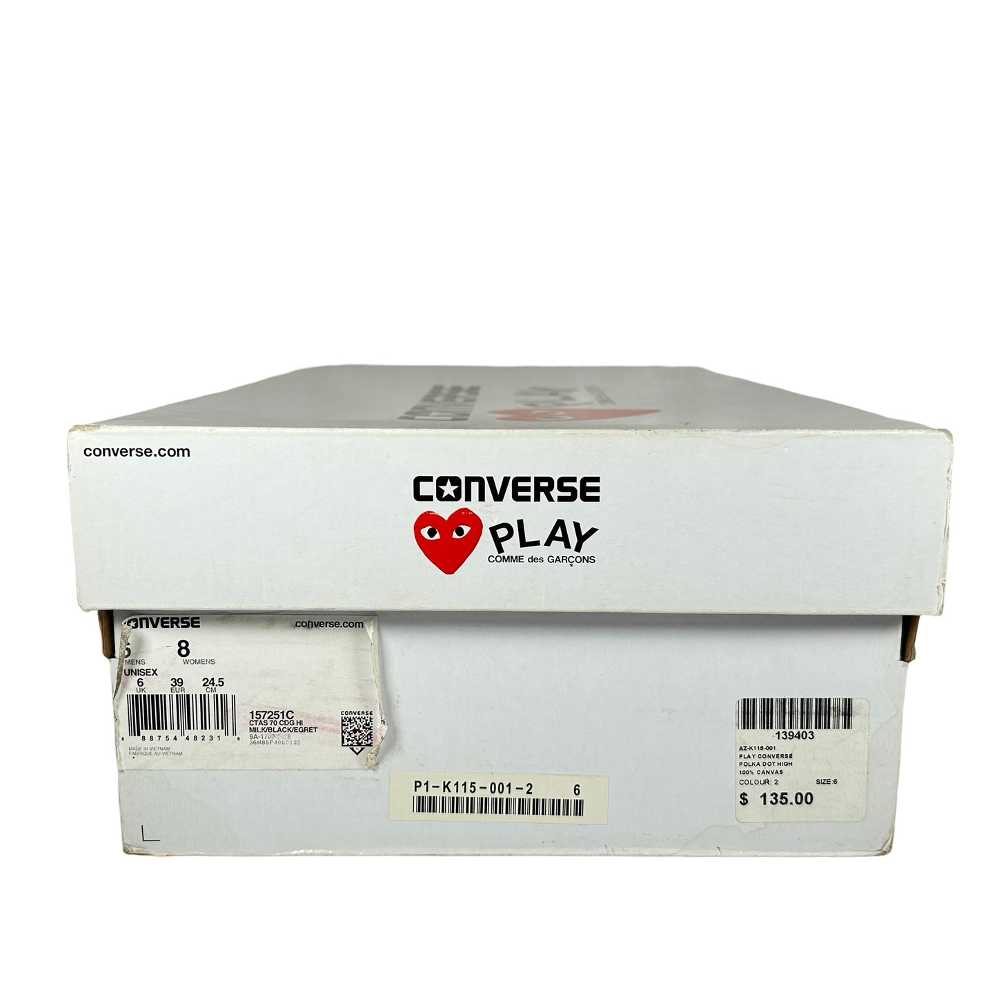 157251C Converse Chuck Taylor All Star 70 Hi Comme des Garcons PLAY Polka Dot White [USED] - 6 M (Used)