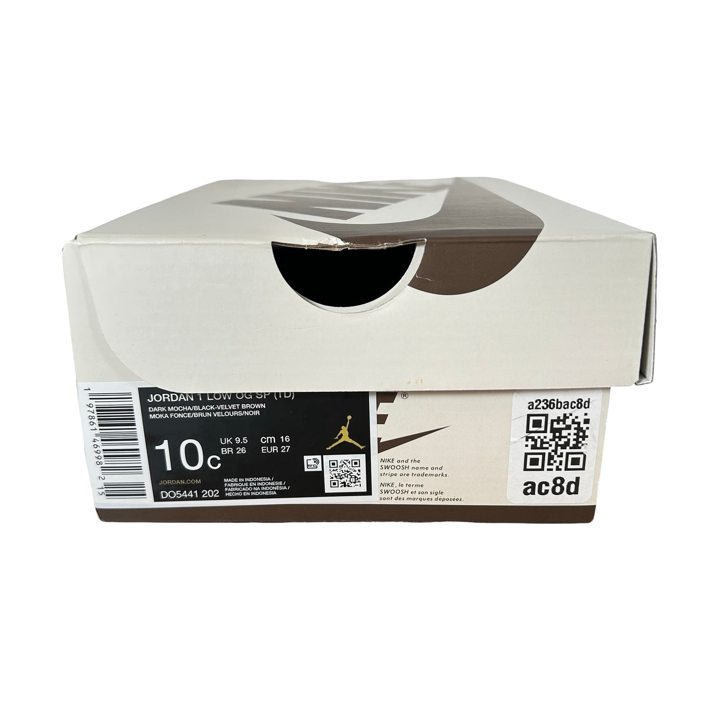 DO5441 202 Jordan 1 Retro Low OG SP Travis Scott Velvet Brown (TD) [USED] - 10 C (Used)