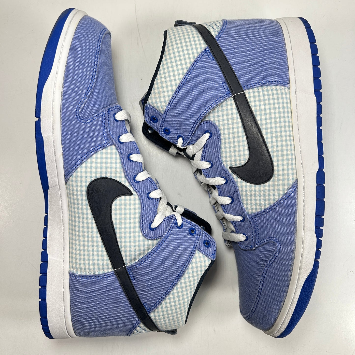 344648 400 Nike Dunk High Lyon Blue Gingham [USED] - 14 M (Used) (No Box)