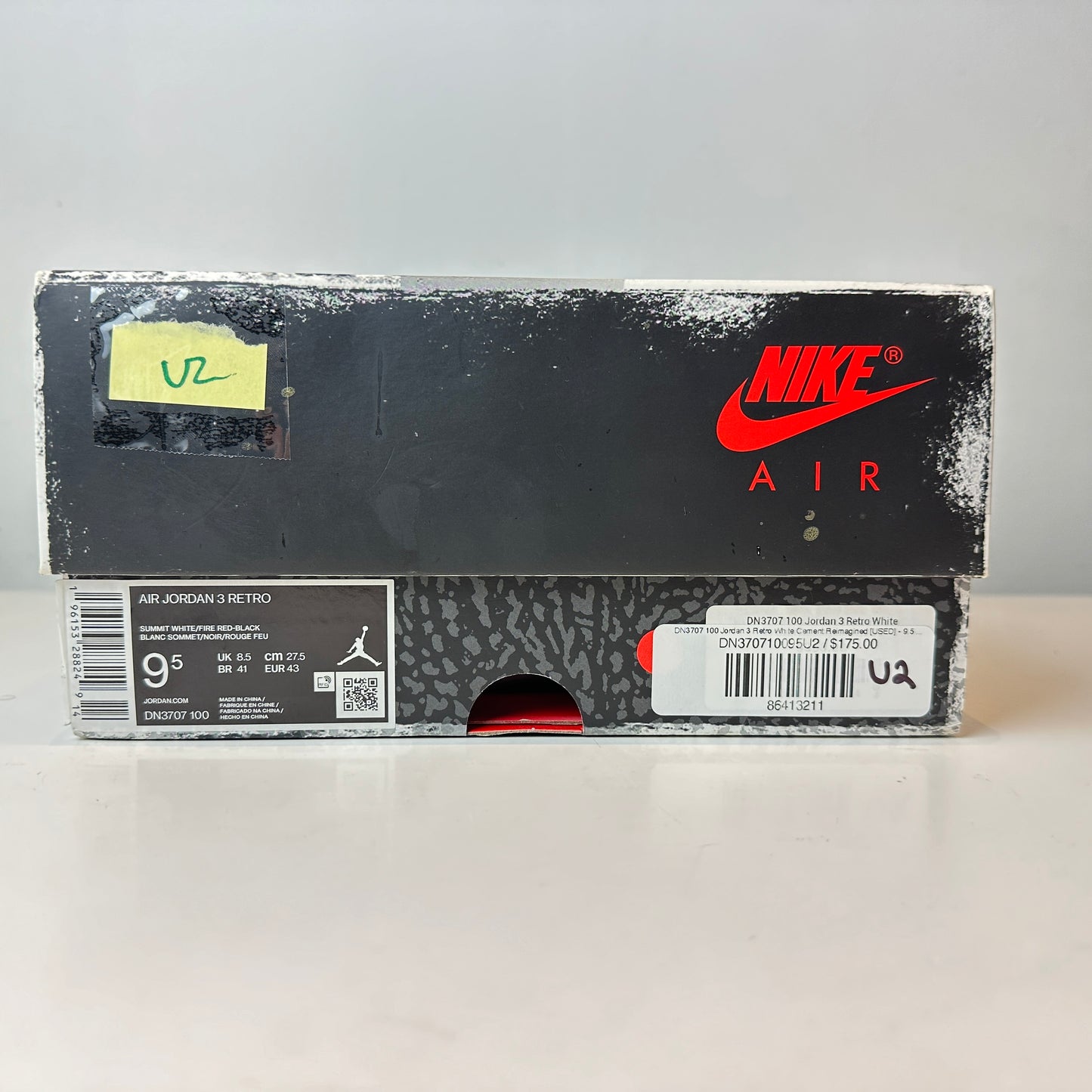 DN3707 100 Jordan 3 Retro White Cement Reimagined [USED] - 9.5 M (Used2)