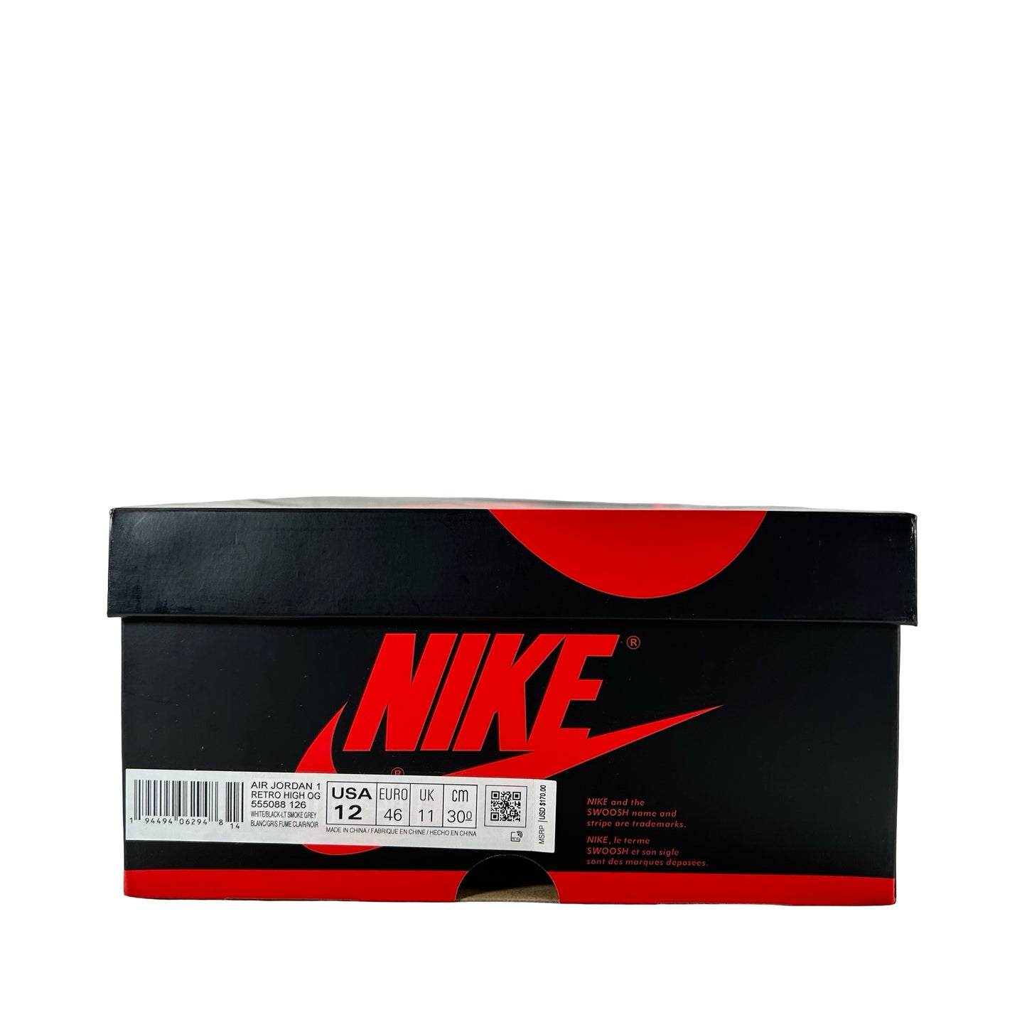 555088 126 Jordan 1 Retro High Smoke Grey [USED] - 12 M (Used)