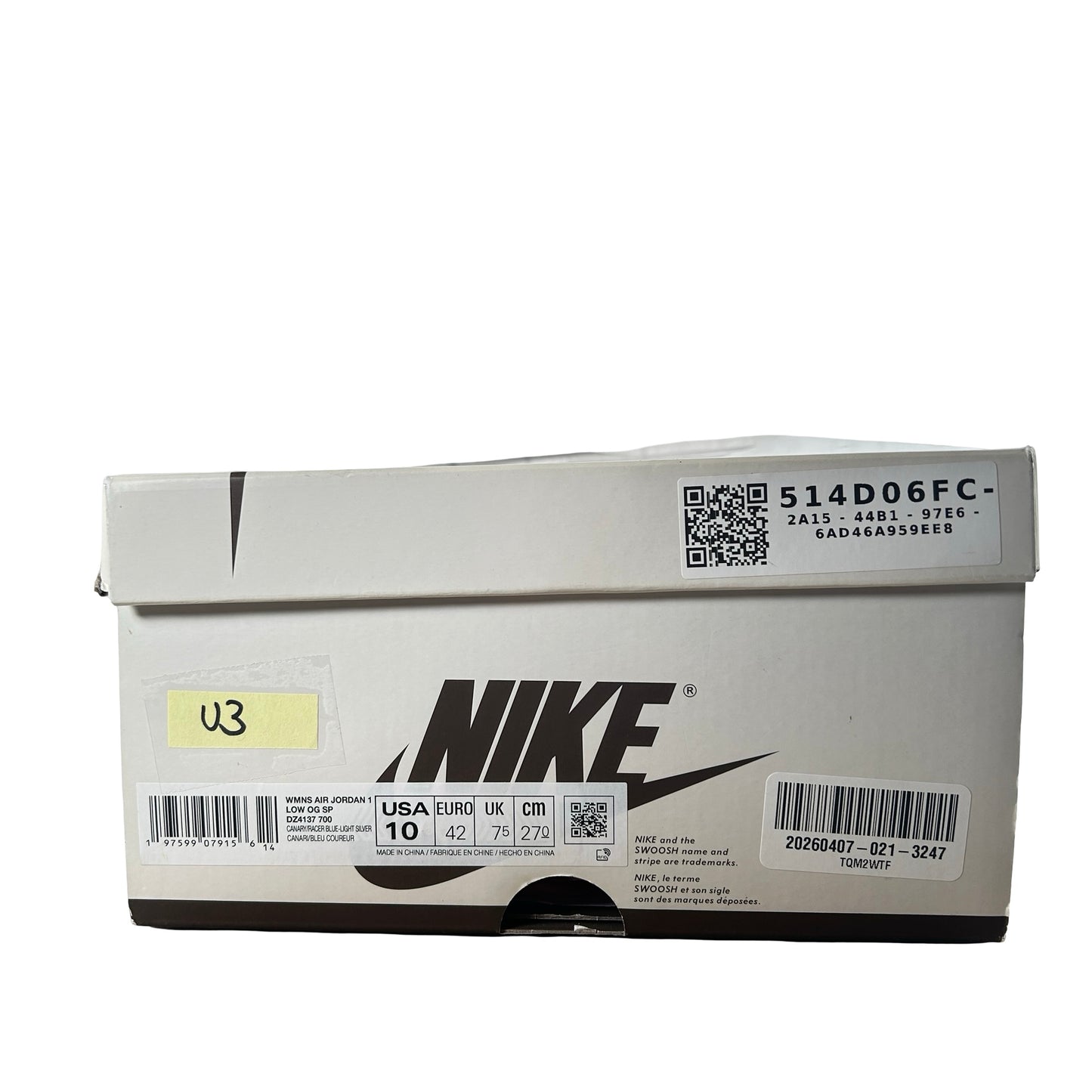 DZ4137 700 Jordan 1 Retro Low OG SP Travis Scott Canary (Women's) [USED] - 10 W (Used3)