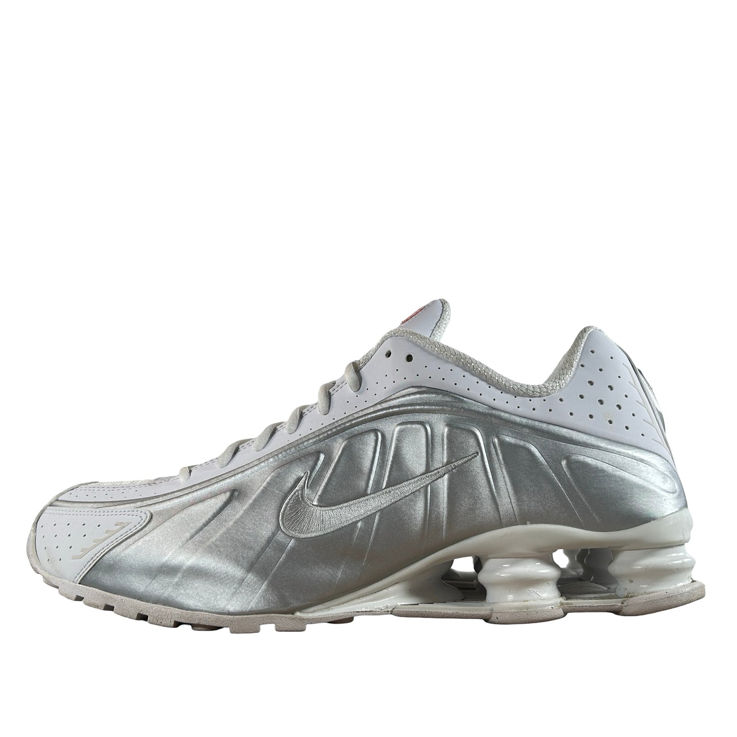 HQ1988 101 Nike Shox R4 White Bright Crimson Metallic Silver [USED] - 13 M (Used) (No Box)