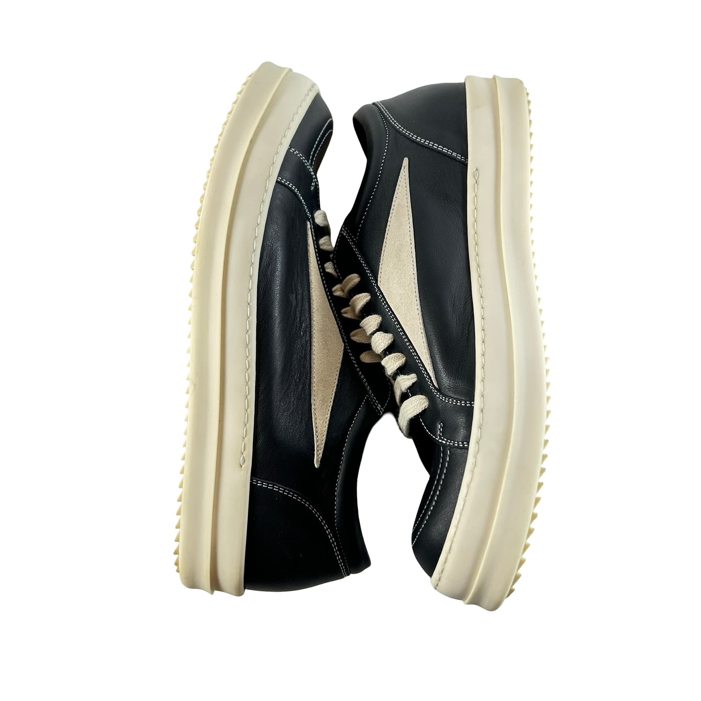 RU01F2897 LBELVS 911 Rick Owens Vintage Low Sneaker Black Milk [USED] - EU 43 (Used) (No Box)