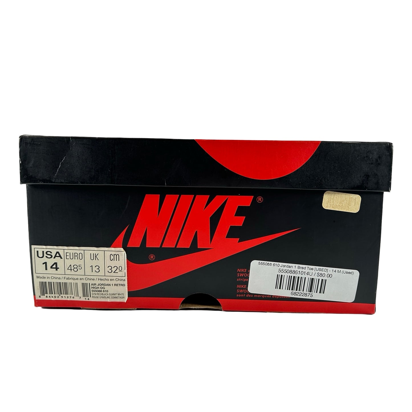 555088 610 Jordan 1 Bred Toe [USED] - 14 M (Used)