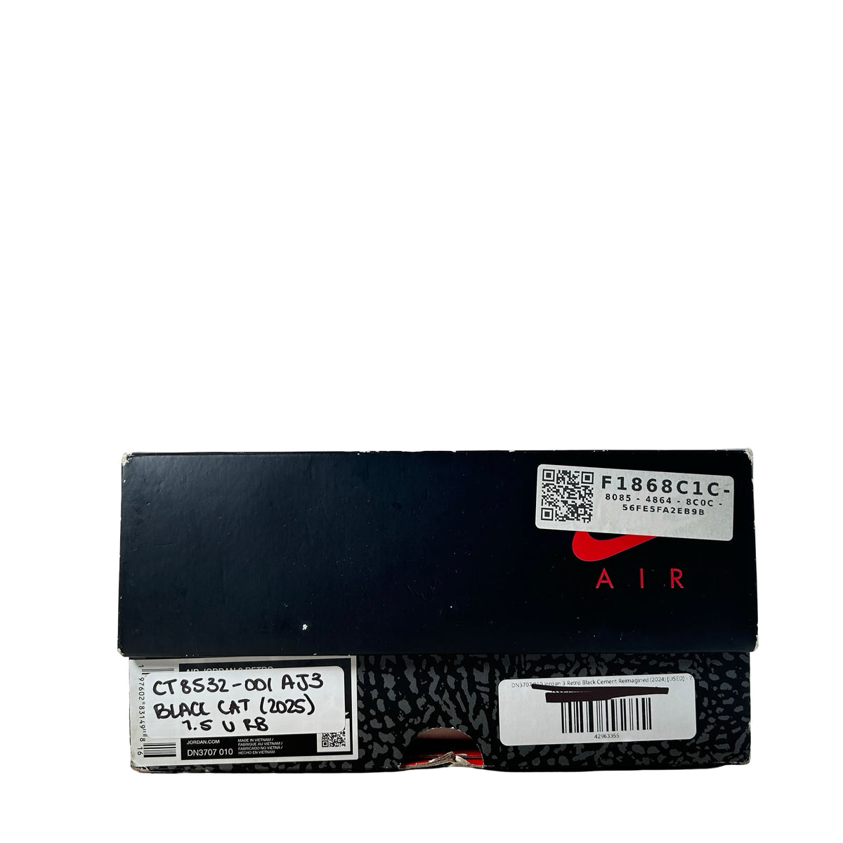 CT8532 001 Jordan 3 Retro Black Cat (2025) [USED] - 7.5 M (Used) (Replace Box)