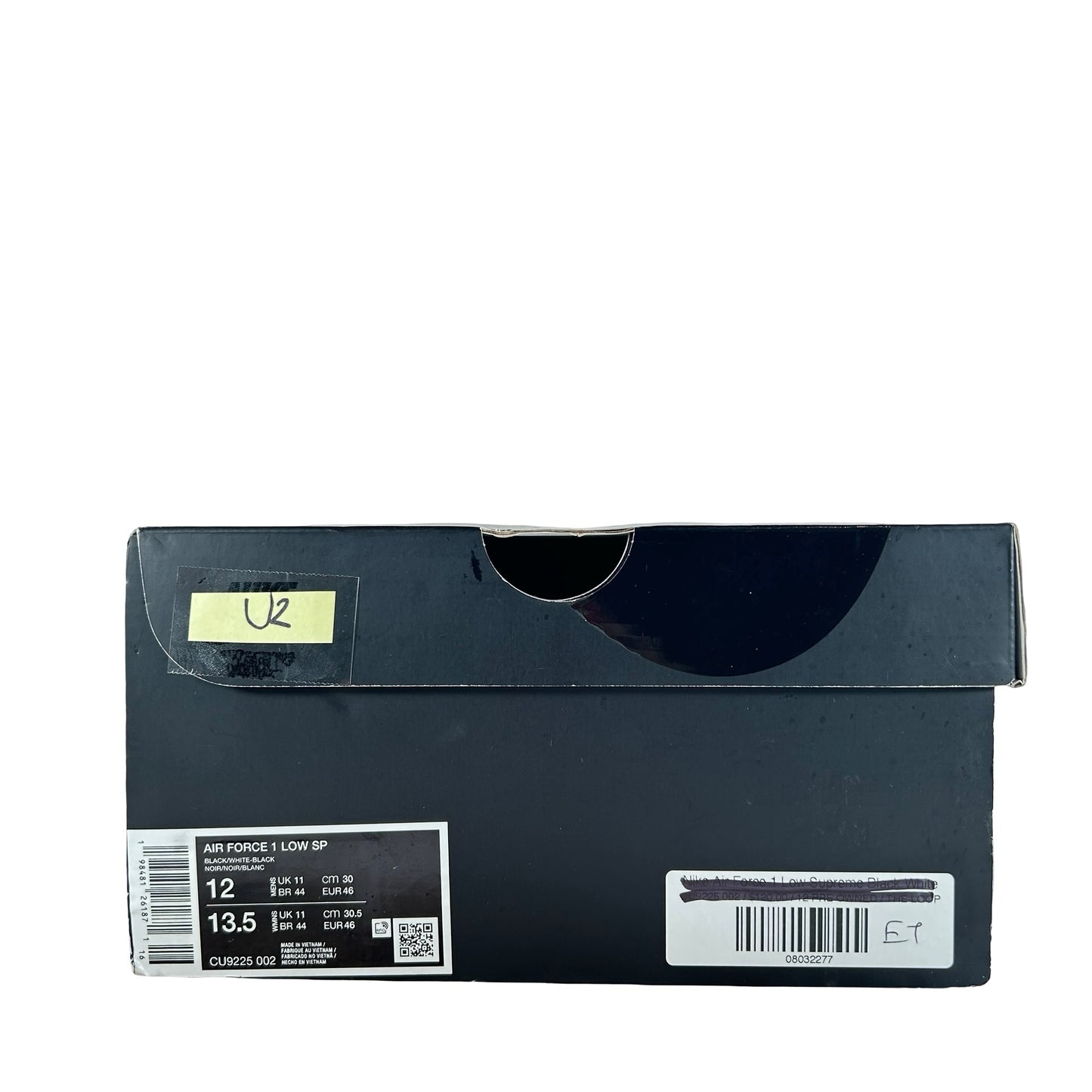 CU9225 002 Nike Air Force 1 Low Supreme Black White [USED] - 12 M (Used2)