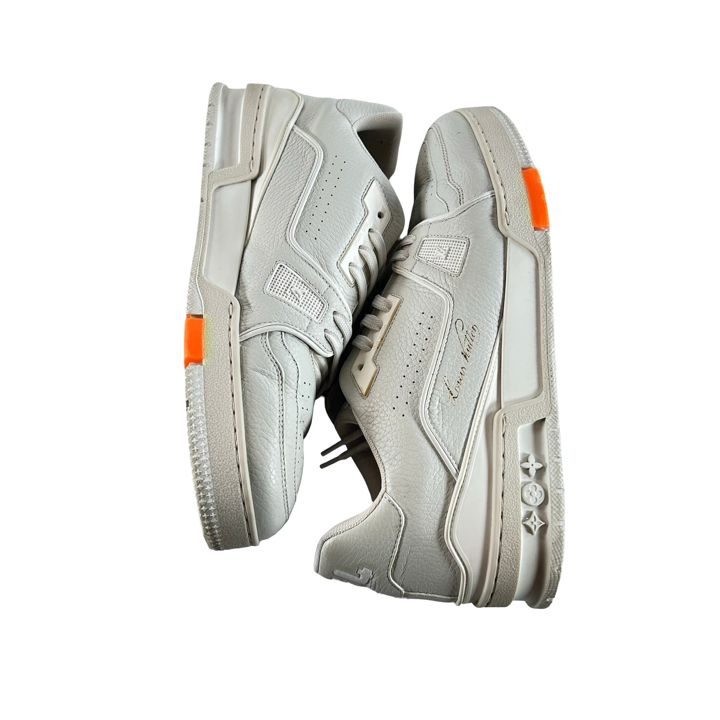 1A5A0S Louis Vuitton Trainer Low Top Grey Orange [USED] - 8 LV (9.5 US) (Used)