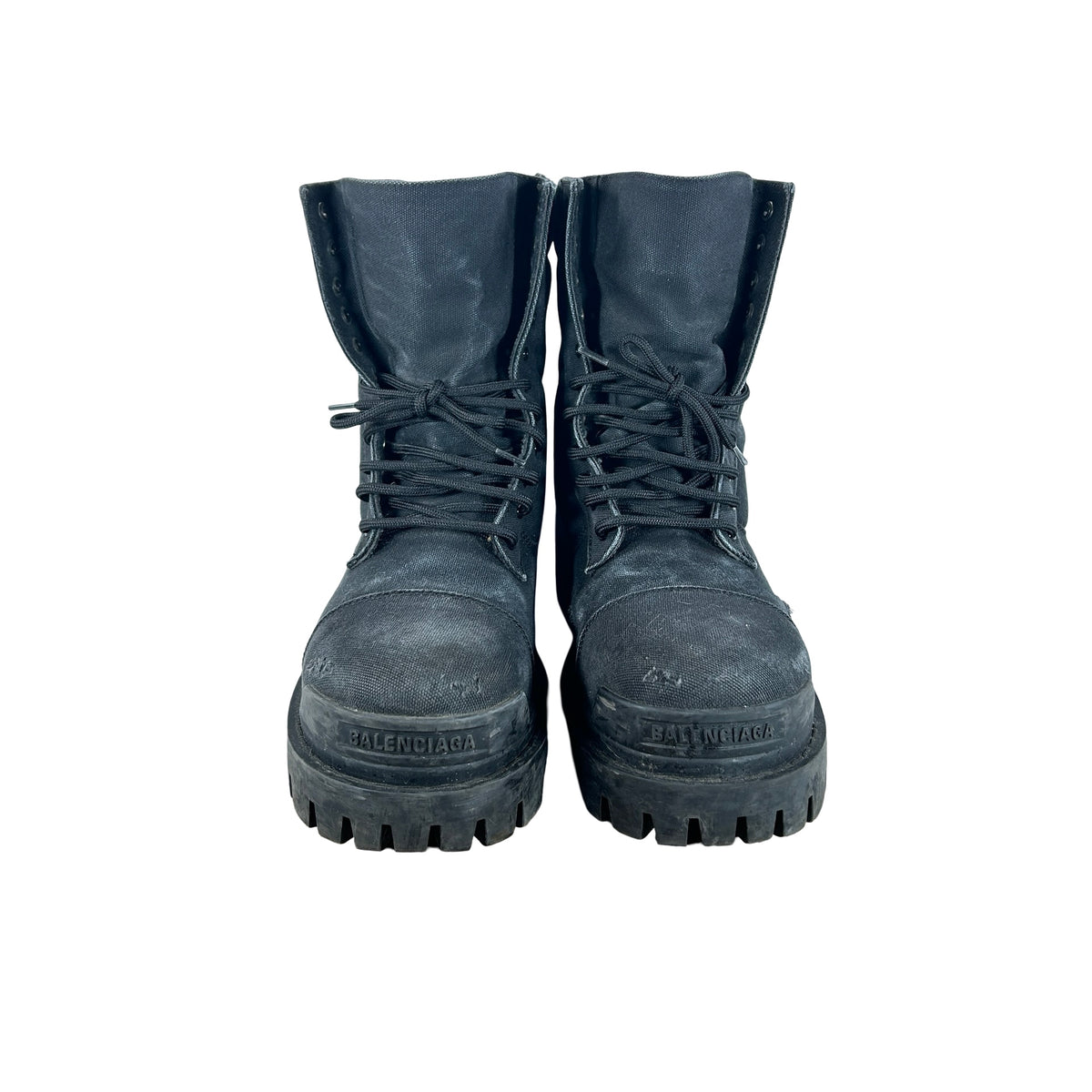 694042W2H11 1000 Balenciaga Combat Strike Boot Black [USED] - EU 43 / US 10 M (Used)