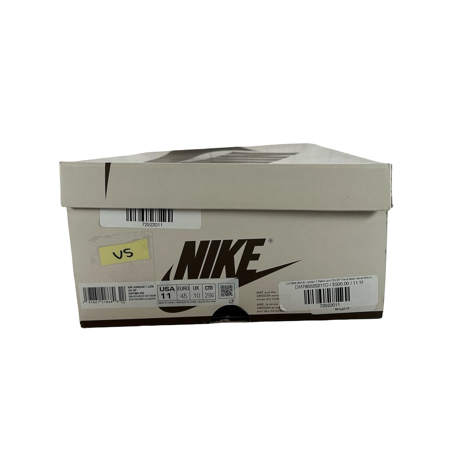 DM7866 202 Jordan 1 Retro Low OG SP Travis Scott Velvet Brown [USED] - 11 M (Used5)