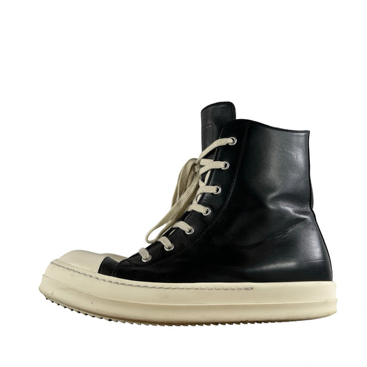 RU01B1890 Rick Owens Ramones Leather High Top Black Cream [USED] - EU 42 (Used3) (No Box3)