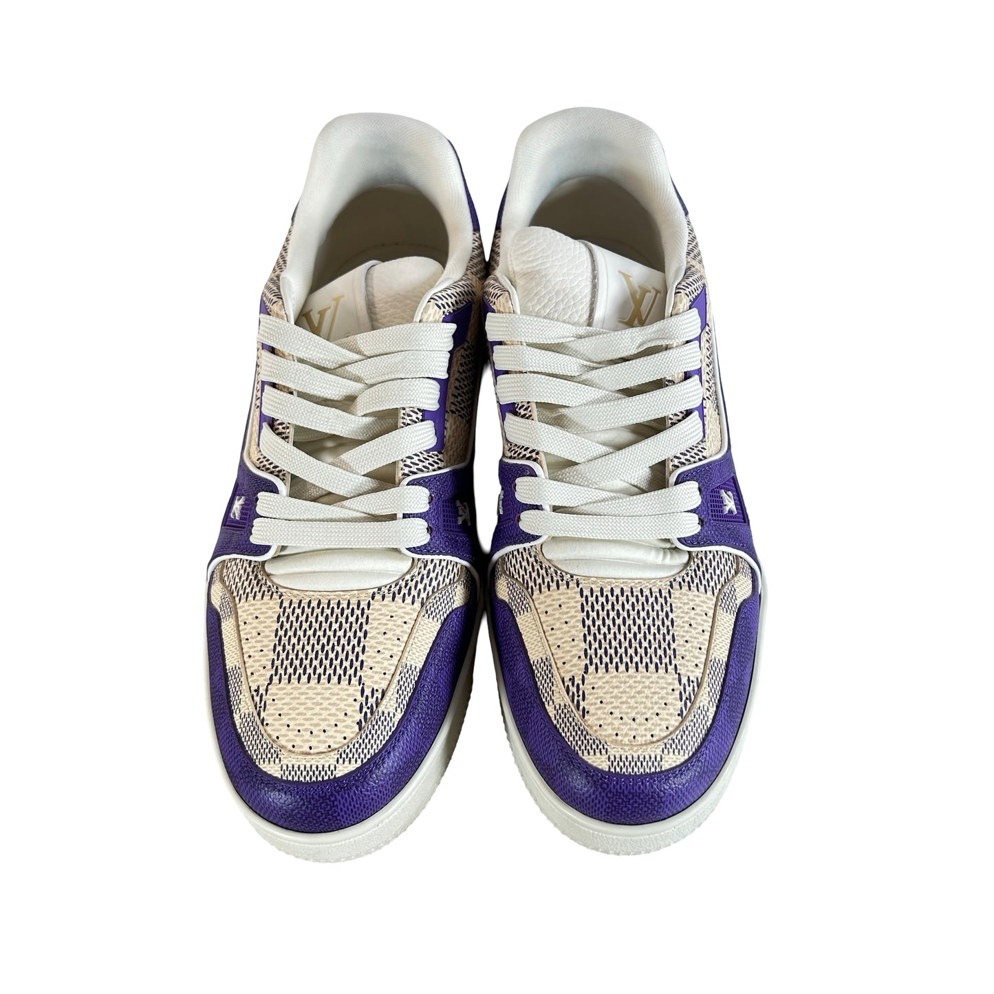 1AC579 Louis Vuitton Damier LV Trainer Purple [USED] - LV 6.5 (Used) (No Box)