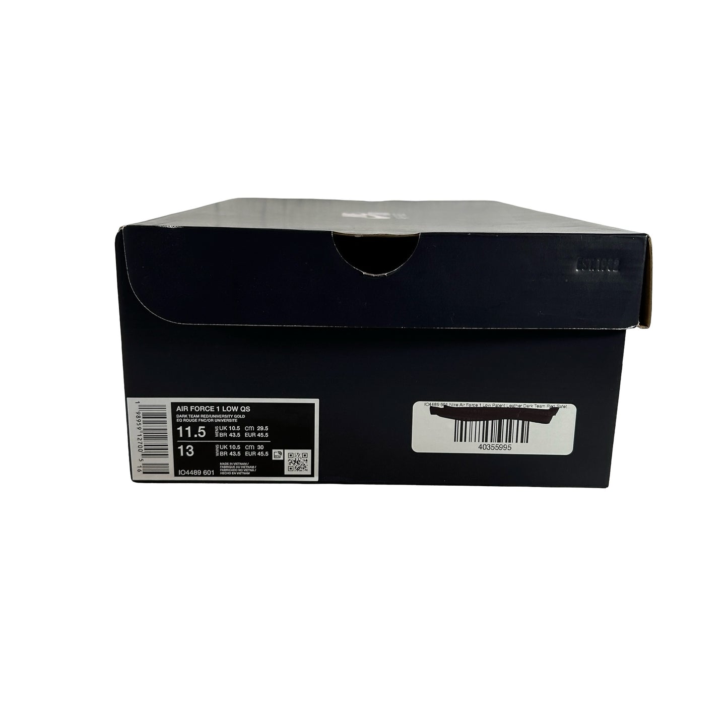 IO4489 601 Nike Air Force 1 Low Patent Leather Dark Team Red Safety Orange [USED] - 11.5 M (Used)