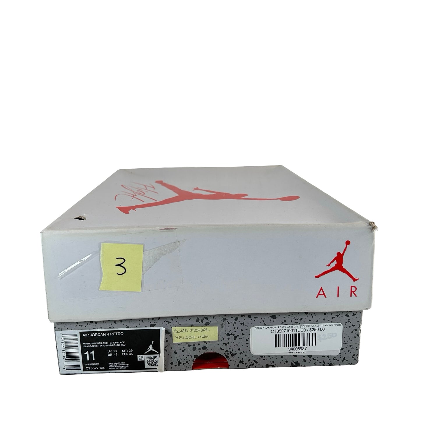 CT8527 100 Jordan 4 Retro White Oreo [CONDITIONAL] - 11 M (Yellowing3)