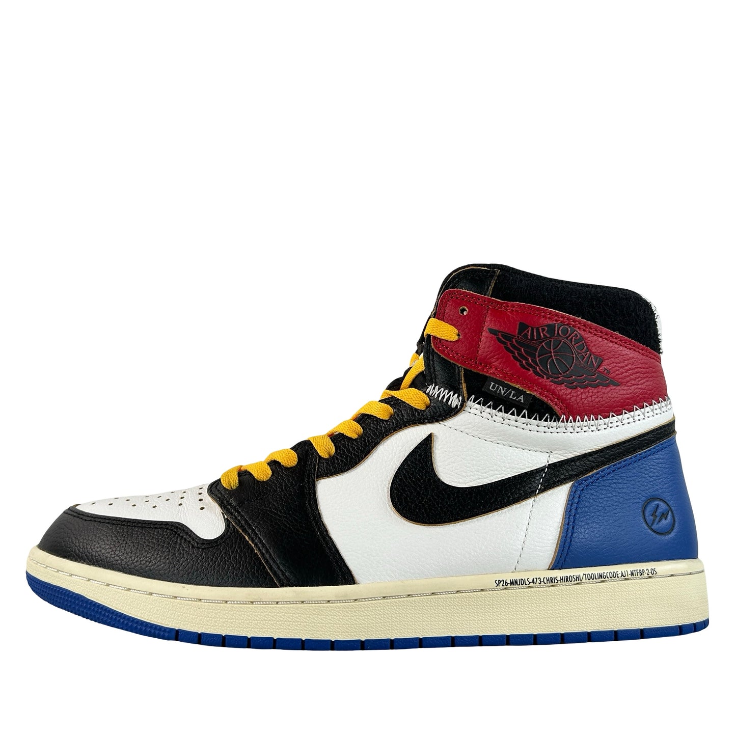 IO7847 002 Jordan 1 Retro High OG SP Fragment x Union LA Varsity Red Sport Royal [USED] - 14 M (Used)