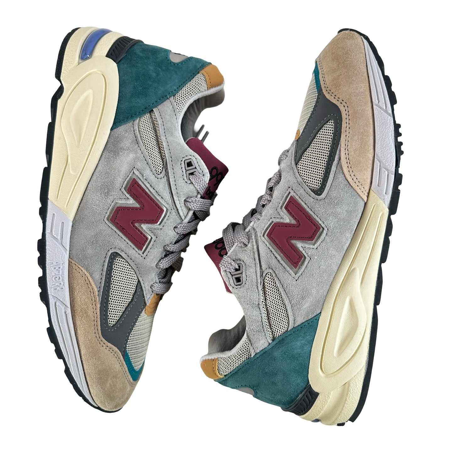 M990CP2 New Balance 990v2 Grey Green Maroon [USED] - 11 M (Used)