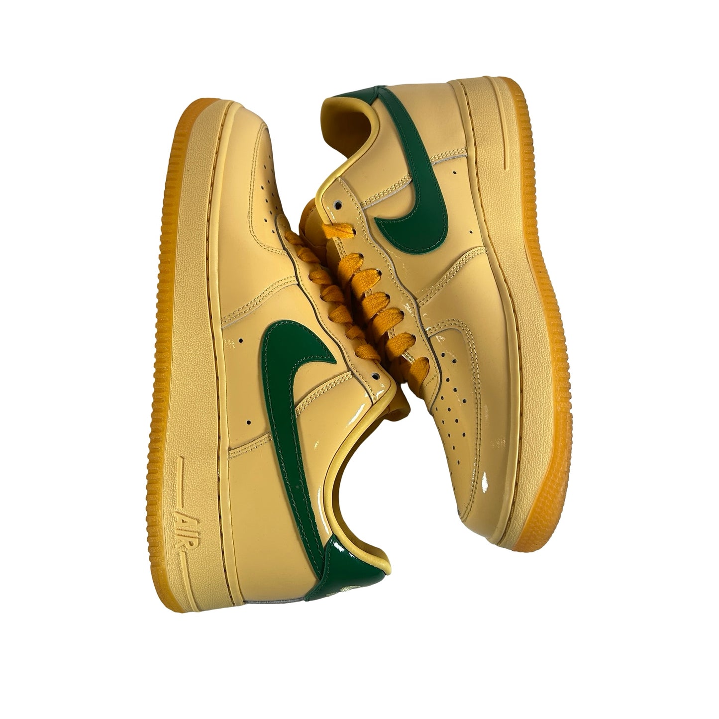 IO4489 700 Nike Air Force 1 Low Patent Leather Topaz Gold Pine Green [USED] - 9 M (Used)