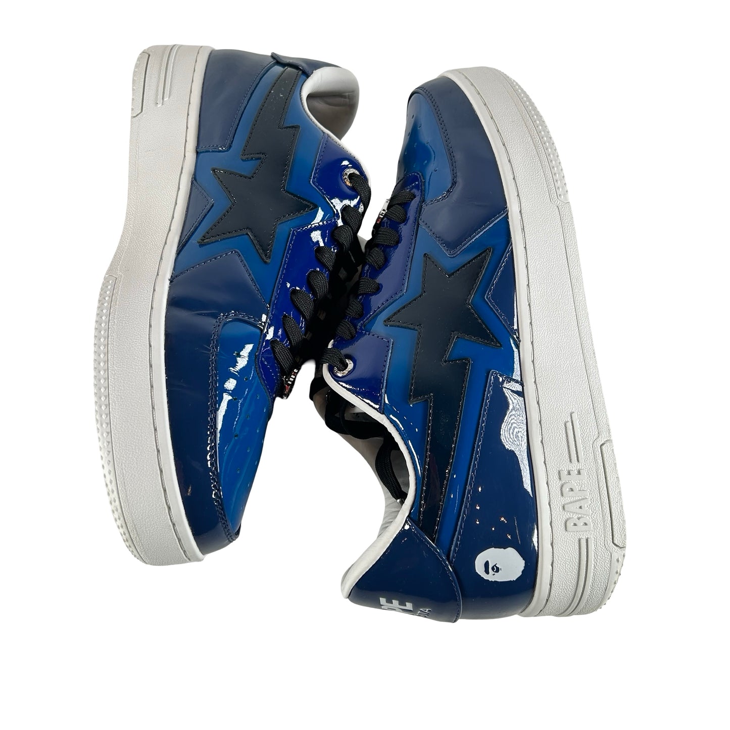 001FWK801308 A Bathing Ape Bape Sta Icon Low Navy Blue Patent [USED] - 11 M (Used)